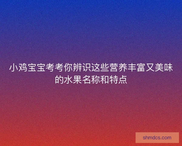小鸡宝宝考考你辨识这些营养丰富又美味的水果名称和特点