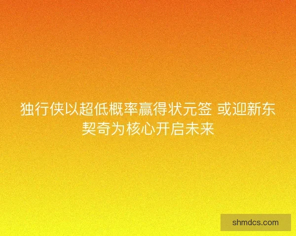 独行侠以超低概率赢得状元签 或迎新东契奇为核心开启未来
