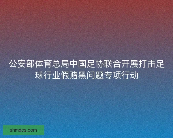 公安部体育总局中国足协联合开展打击足球行业假赌黑问题专项行动